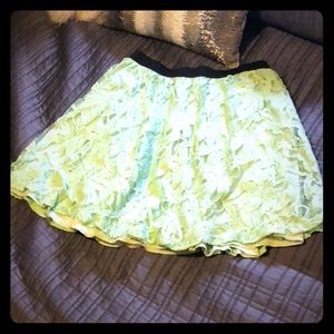 Teal lace high waisted skirt